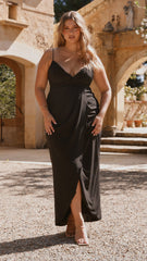Charlotte Draped Maxi Dress -Black