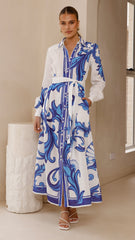 Lucia Long Sleeve Maxi Dress - Sapphire Print