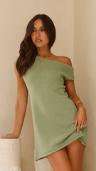 Robin Off Shoulder Mini Dress - Olive