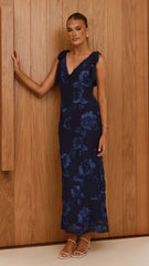 Usha Tie Strap Maxi Dress - Navy