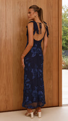 Usha Tie Strap Maxi Dress - Navy