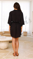 Vesper Short Sleeve Mini Dress - Black