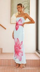 Brittani Strapless Maxi Dress - Blue/Pink