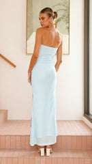 Brittani Strapless Maxi Dress - Blue/Pink