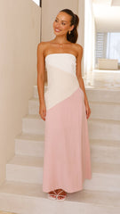 Brionie Maxi Dress - Pink/ White