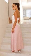 Brionie Maxi Dress - Pink/ White