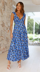 Baka Maxi Dress - Blue Print