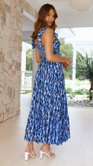 Baka Maxi Dress - Blue Print