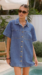 Rayna Denim Mini Dress - Dark Denim