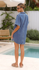 Rayna Denim Mini Dress - Dark Denim