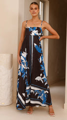 Kaethe Maxi Dress - Black/Blue