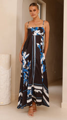 Kaethe Maxi Dress - Black/Blue