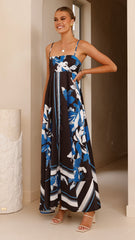 Kaethe Maxi Dress - Black/Blue