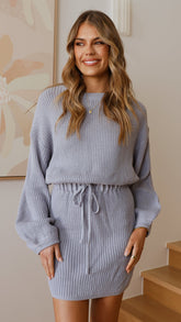 Feya Knit Mini Dress - Blue