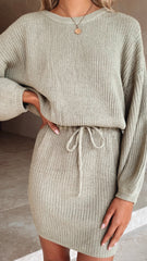 Feya Knit Mini Dress - Olive