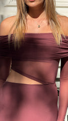 Blaire Off The Shoulder Maxi Dress - Chocolate