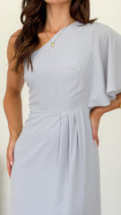 Emma One Sleeve Maxi Dress - Silver