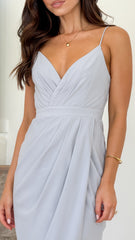Charlotte Draped Maxi Dress - Silver