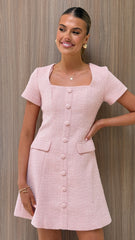 Karen Tweed Mini Dress - Pink