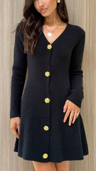Catarina Long Sleeve Mini Dress - Black