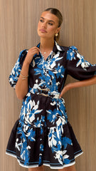 Michelle Mini Dress - Black / Blue