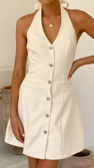 Maia Halter Neck Mini Dress - Cream