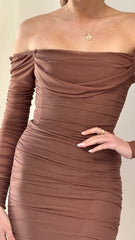 Kylie Maxi Dress Long Sleeve - Chocolate
