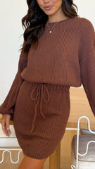 Feya Knit Mini Dress - Chocolate