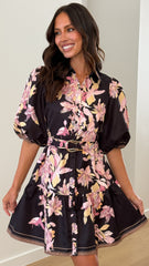 Michelle Mini Dress - Black / Pink