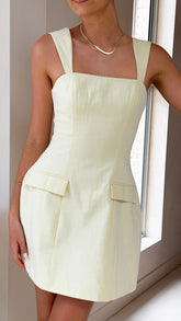 Hilarie Mini Dress - Soft Yellow