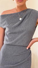 Helana Off Shoulder Maxi Dress - Grey