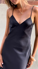 Harper Thin Strap Maxi Dress - Black