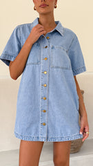 Rayna Denim Mini Dress - Light Denim
