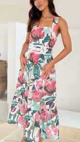 Reba Maxi Dress - Pink/Green Floral