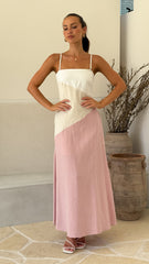 Brionie Maxi Dress - Pink/ White