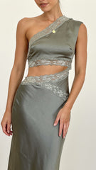 Emily One Shoulder Maxi Dress - Khaki