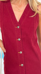 Sacha Denim Mini Dress - Red