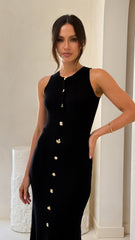 Aylah Knit Midi Dress - Black