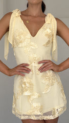 Usha Tie Strap Mini Dress - Yellow