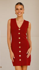 Mikki Button Up Mini Dress - Wine