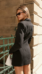Cheri Long Sleeve Mini Dress - Ink Black