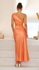 Emily One Shoulder Maxi Dress - Orange / Pink