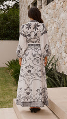 Xander Long Sleeve Maxi Dress - Black/White