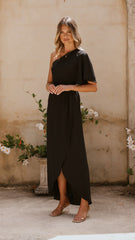 Emma One Sleeve Maxi Dress - Black
