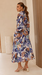 Aida Long Sleeve Maxi Dress - Azure Blue