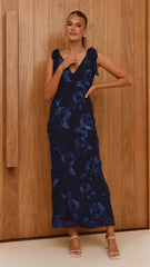 Usha Tie Strap Maxi Dress - Navy