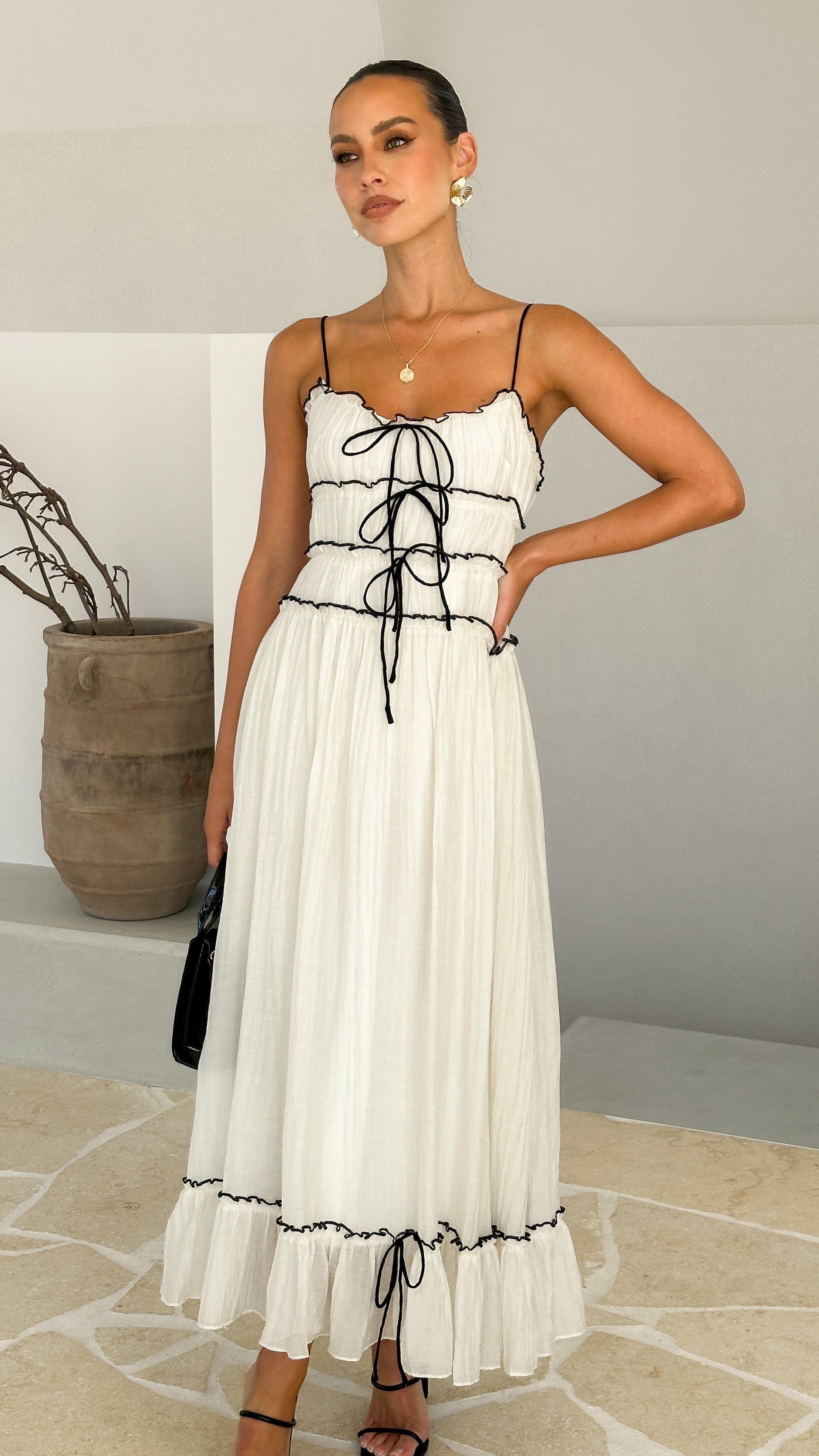 Halo Maxi Dress - White / Black